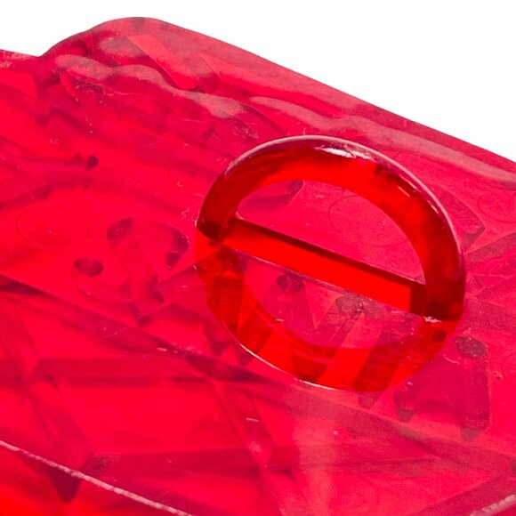 Vintage Red Plastic Santa Sleigh Cookie Cutter Imprint - Picture 3 of 7